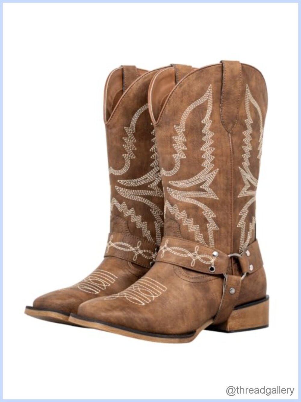 Extra Wide Calf Cowgirl Boots Square Toe Faux Leather Pull On